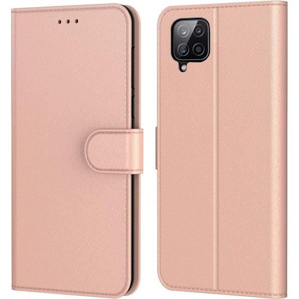 Fodral för Samsung A12 (6,5") Rosa Anti-Scratch Card-förvaring med biljettförvaring Enfärgad lädereffekt 360 graders skydd Rosa