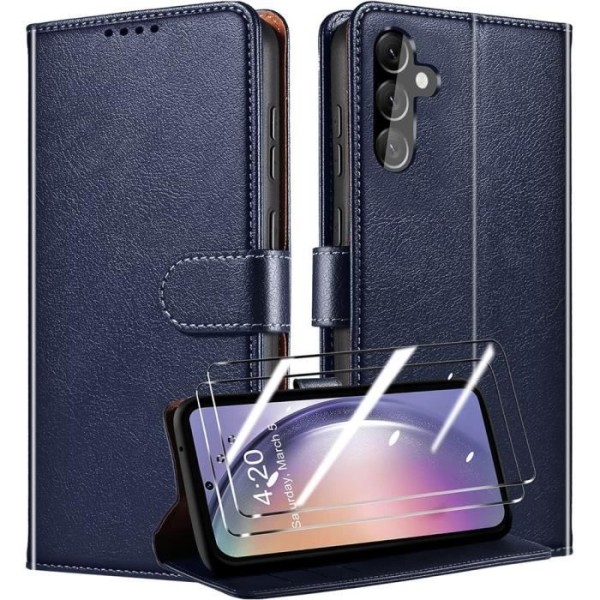 Skyddsskal - BOOLING - Samsung Galaxy A25 5G - Syntetiskt Läder - Mörkblå - Stötsäker marinblå