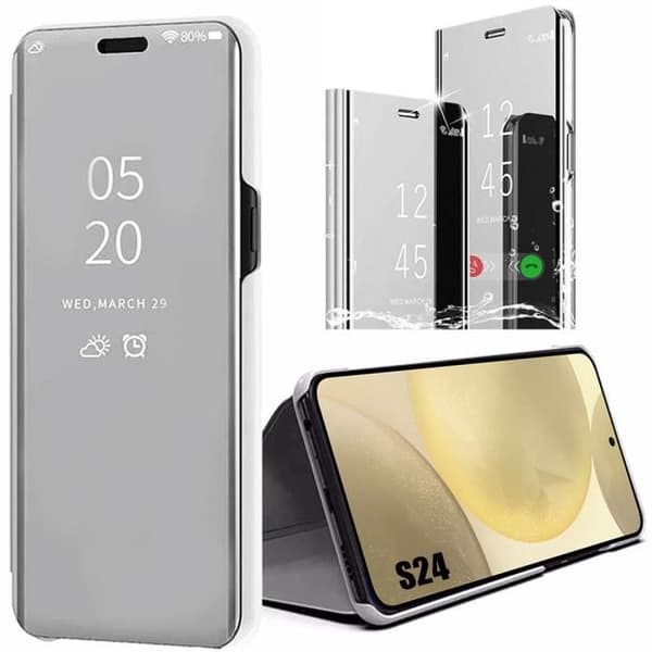 Coque - BOOLING - för Samsung Galaxy S24 - Spegeleffekt - Förstärkt skydd - Silver Silver