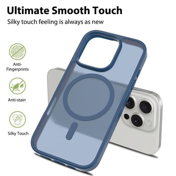 Skyddsskal - BOOLING - för iPhone 16 Pro - Stötsäker - Magnetring - Marinblå marinblå