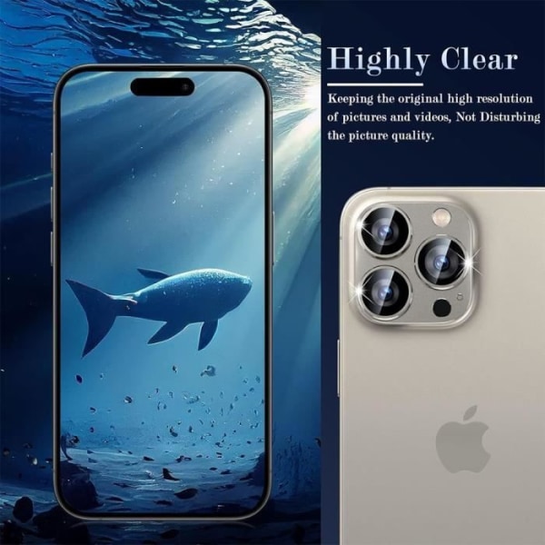 Bakre kamera i härdat glas för iPhone 15 Pro Max - 15 Pro - Anti-repskydd Naturlig titanfärg