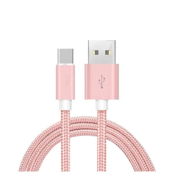 USB-C-kabel för OnePlus 8 -OnePlus 8 Pro-OnePlus 8T -OnePlus Nord N10 5G - Rosa nylon 1 meter - Yuan Yuan