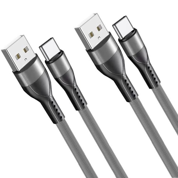 USB-C-kabel - E.F.CONNECTION - 2x 1M - Snabbladdning 3A - Nylon - Kompatibel med Xiaomi Redmi 14C/13C Redmi Note 13/14 Grå