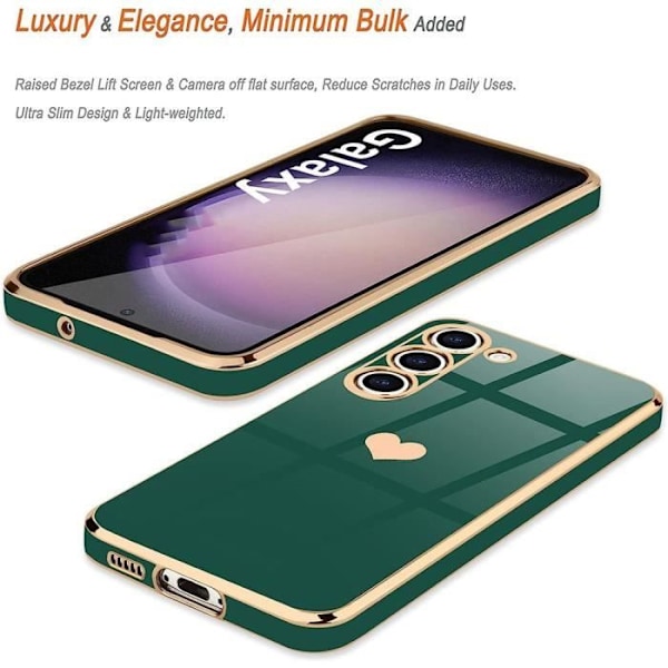 Fodral till Samsung Galaxy S25 - Skydd med hjärtmönster Stötsäker Ultra Slim Lightweight - Midnattsgrön