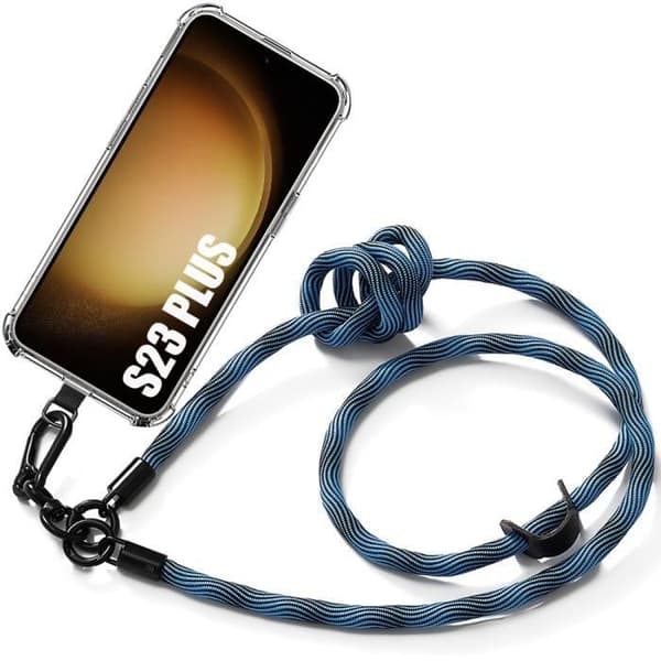 Coque - BOOLING - för Samsung Galaxy S23+ - Stötabsorbent - Repeller - Avtagbar rem Blå