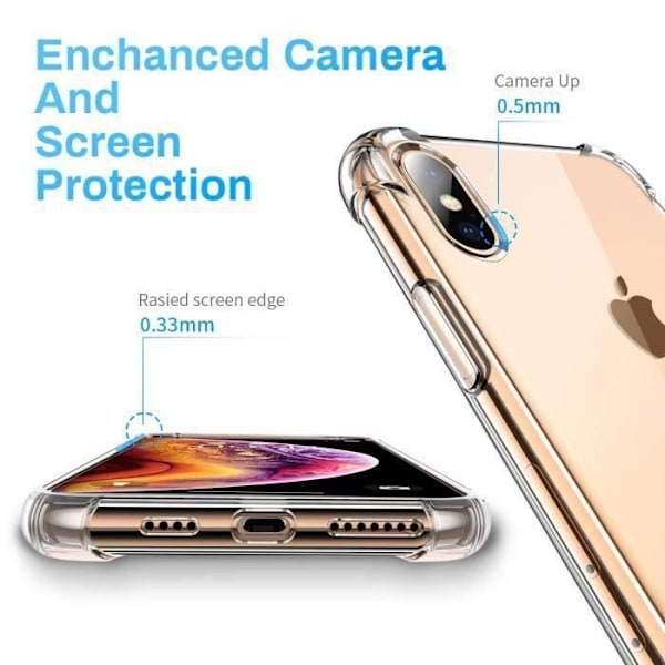 HK14652-iPhone Xs-X fodral, [Anti-Drop][Crystal Clear]Airbag Absorption Bumper Kudde, Anti-Scratch Clear Back för i