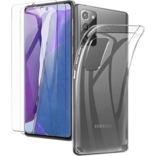 2 delar härdat glas + 1 fodral för Samsung Galaxy Note 20, med ullbeläggning och anti-repor bubbelfri 9H Ultra hårdhet
