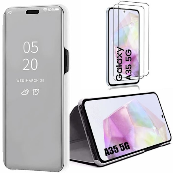 Skyddsfodral - Samsung - Galaxy A35 5G - Silver - Smart Flip Cover - Stötsäker Silver