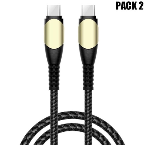 2-pack 60W snabb USB-C till USB-C-kabel för Samsung Galaxy A23 A24 A22 A02s A03s A04s A12 A13 A14 - Heavy Duty Nylon 1M Svart