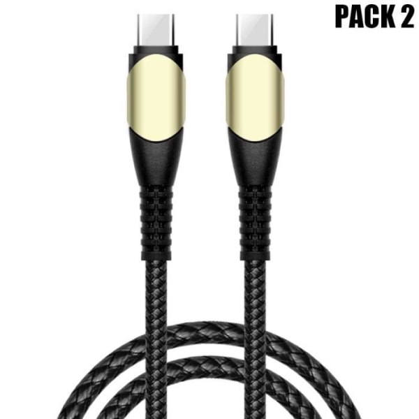 Set med 2 Snabbt USB-C till USB-C-kabel 60W för Samsung Galaxy A26 A25 A16 A15 A02s A03s A04s A12 A13 A14 - Robust Nylon 1M Svart Svart