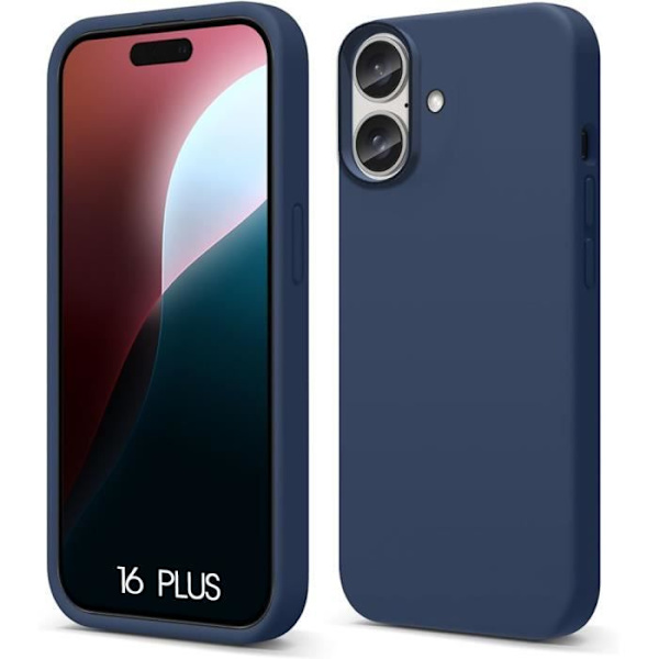 Skyddshölje för iPhone 16 Plus - BOOLING - Flytande Silikon - Represistent - Slim - Mörkblå marinblå