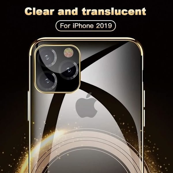 Fodral för iPhone 12 Pro Max (6,7") Set med 2 härdade glasögon Chrome Edge Silikon Stöttålig guld gyllene