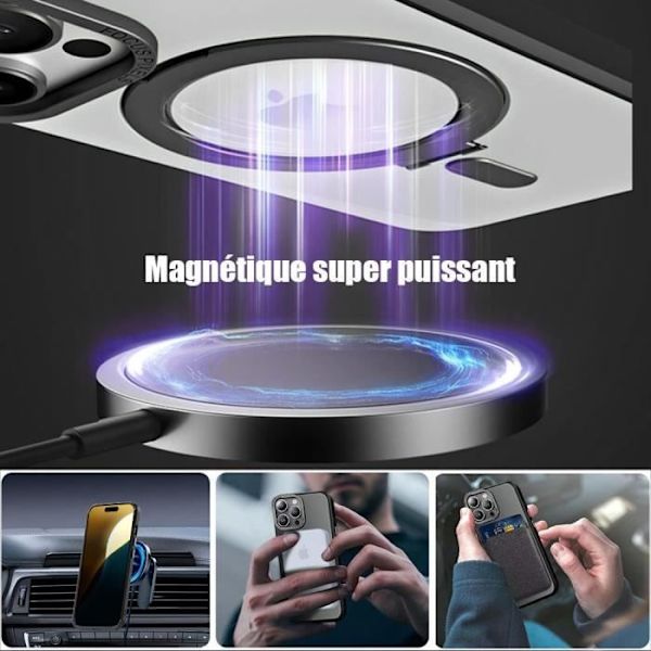 Skyddande skal för telefon - BOOLING - iPhone 16 Pro Max - Stötsäker - Magnetiskt stöd - Svart Svart