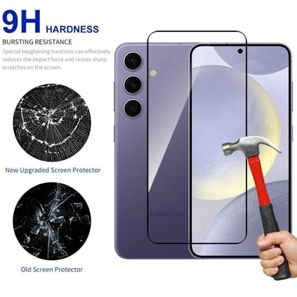2x helt härdat glas för Samsung Galaxy S24 Plus (Galaxy S24+) - Ultratunt svart kantskydd Transparent med svart kant