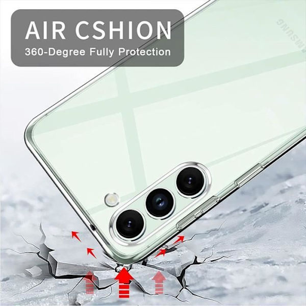 Fodral + 2 härdade glasögon för Samsung Galaxy S24 FE (ej för S24), genomskinligt stötsäkert silikonskydd