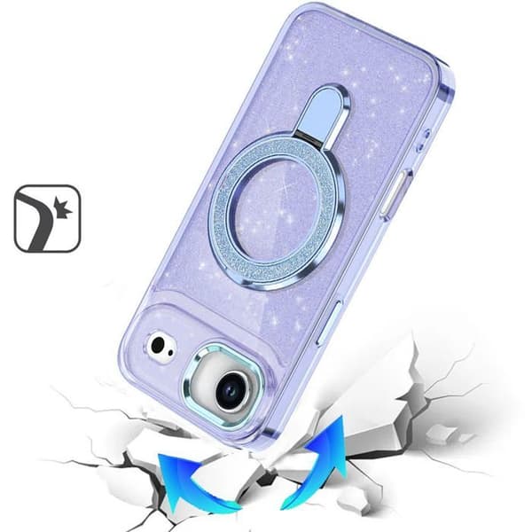 Telefonfodral - BOOLING - för iPhone Air - Silikon och PC Magnetiskt Cirkeldiagram - Glittrande Blå Blå