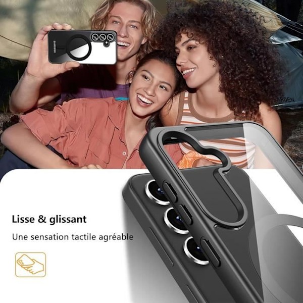 Fodral + 2 härdade glasögon för Samsung Galaxy S25 Plus (Galaxy S25+) Skydd med magnetring svart