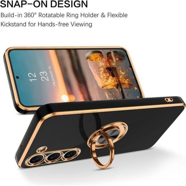 Fodral till Samsung Galaxy S23 FE (ej för S23) - Svart - Stötsäker silikon, Plätering Ring Hållare Design