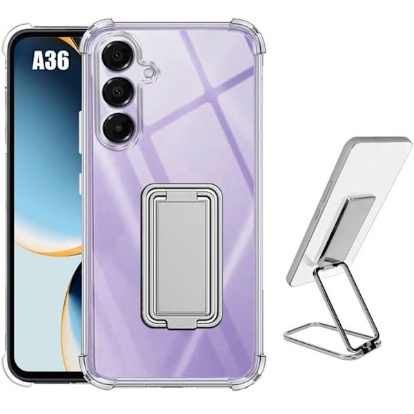 Coque för Samsung Galaxy A36 5G - Stötdämpande silikon med justerbart stativ - BOOLING® Transparent