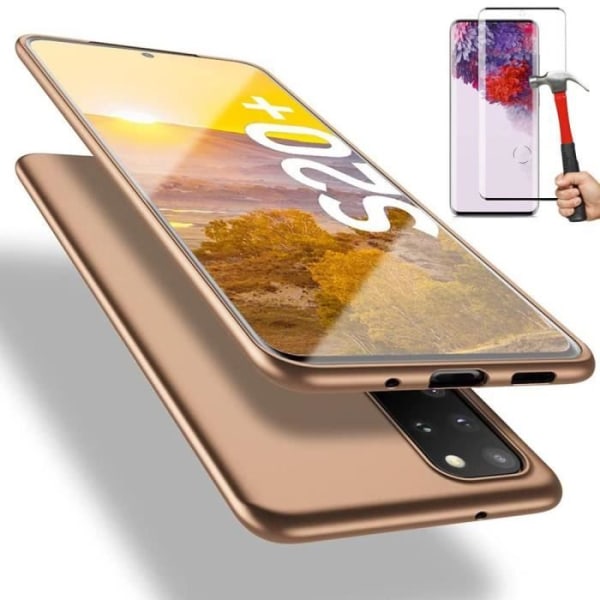 Etui til Samsung S20 Plus (6,7") x2 hærdede briller Simple Anti-Shock Silikone Protection Gold gyllene