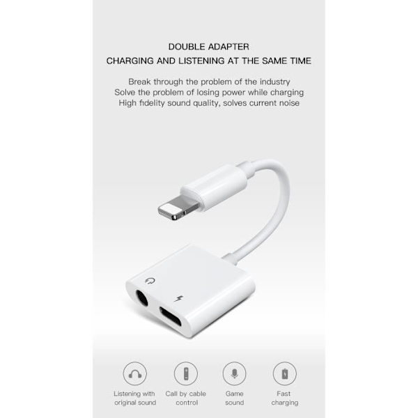 Lightning S-Y104 till 3,5 mm Audio + Lightning Port Adapter för Iphone Mobiltelefon