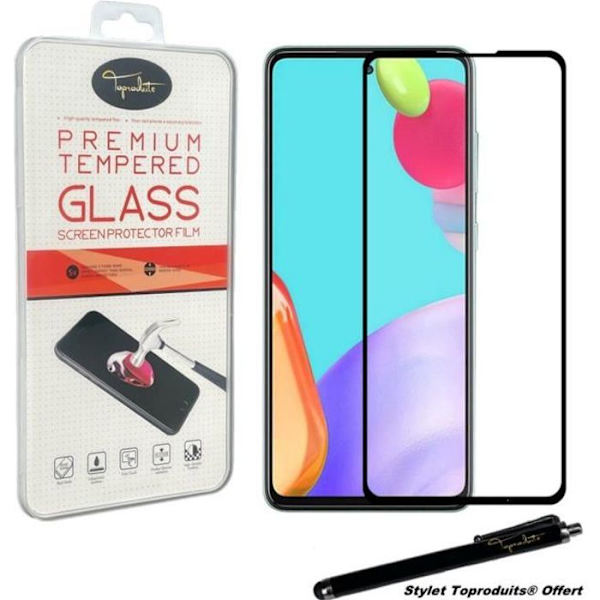 Härdat glas för Samsung Galaxy A52 4G-5G Skyddsfilm med svarta kanter med Stylus Toproducts®