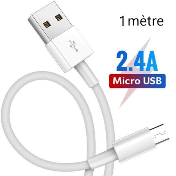 KABEL FÖR SAMSUNG A10 S6 S7 J4 Plus J5 J6 J7 A6 MICRO USB Snabbladdare Färg Vit 1M Vit