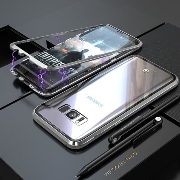 Magnetisk adsorption 360° trådhållarfodral för Samsung Galaxy S8 +-Plus (silver)