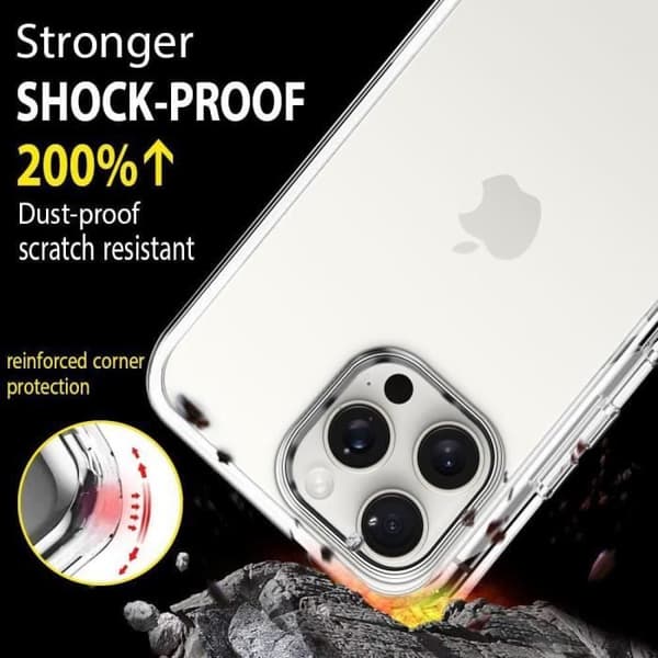 Skyddsskal - BOOLING - för iPhone 16 Pro - Mjukt silikon - Hårt PC - Transparent Transparent