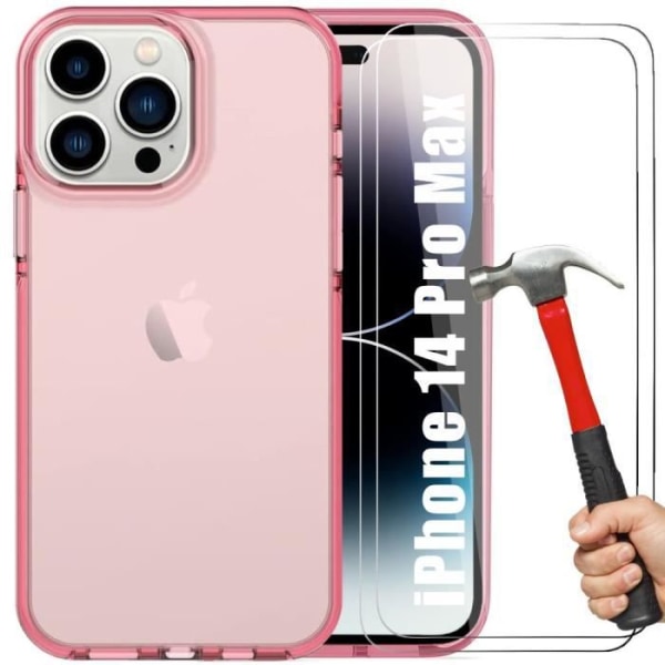 Silikone cover til iPhone 14 Pro Max Lys Pink og 2 skærmbeskytter i hærdet glas