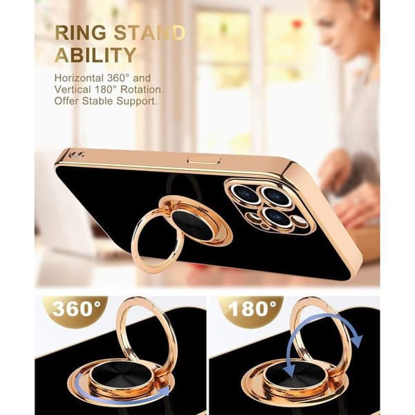 Skyddsskal - BOOLING - iPhone 17 - Stötsäker - Rep-resistant - Rotationsring Svart