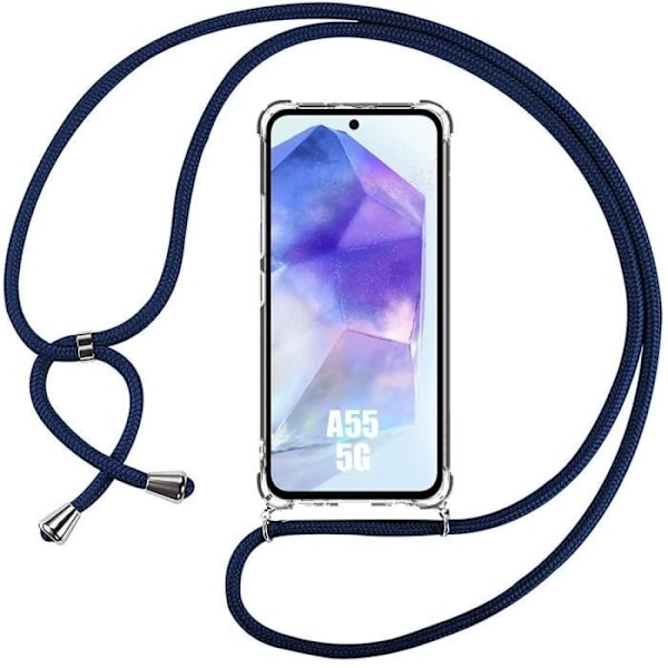 Skyddsskal - BOOLING - Samsung Galaxy A55 5G - Flexibelt - Stötabsorberande - Transparent Transparent, Marinblå