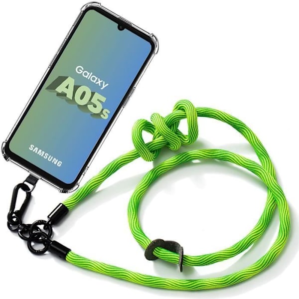 Skyddsskal - BOOLING - Samsung Galaxy A05s - Mjuk - Stötabsorberande - Avtagbart band Transparent, grön