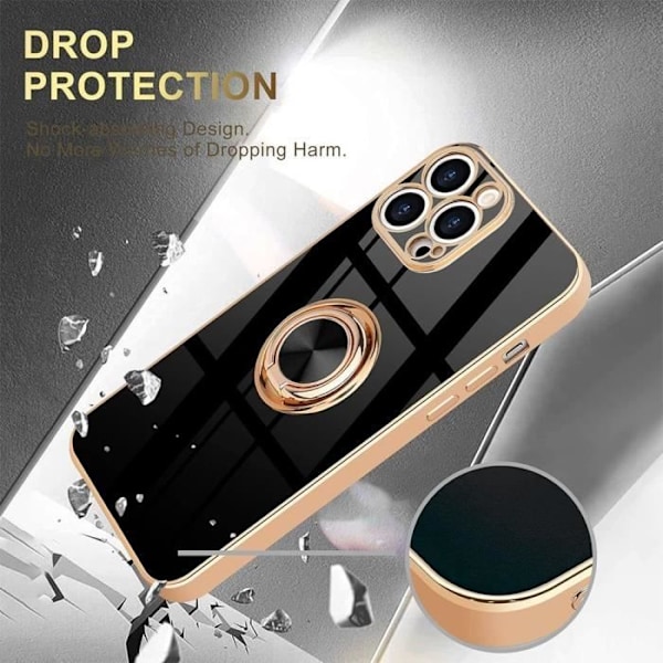 Skyddande skal för telefon - BOOLING - iPhone 16 Pro Max - Stötsäkert i TPU - Rotterande stöd 360° - Svart Svart