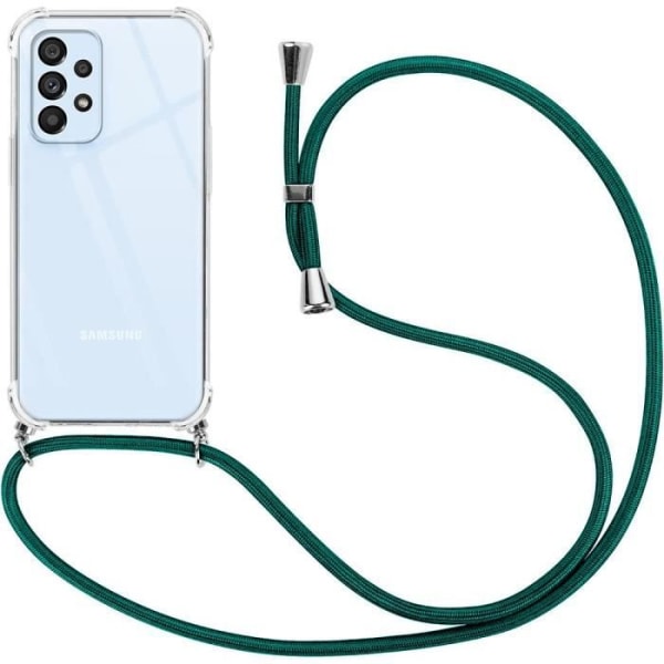 Fodral till Samsung Galaxy A13 Förstärkta hörn Anti-Scratch Transparent TPU med halsband Lanyard Night Green Midnattsgrönt