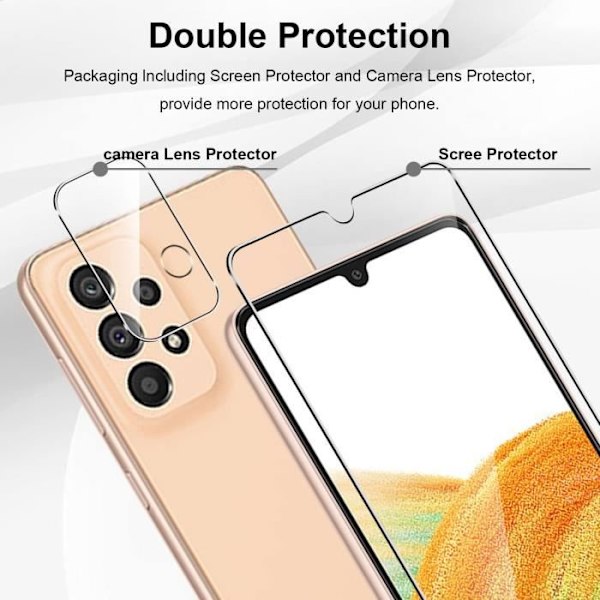 2-pack härdat glas + 2-pack bakkameraskydd för Samsung Galaxy A33 5G, anti-skrapa luftbubblafritt - 9H hårdhetsglas Hårdhet 9H Glas