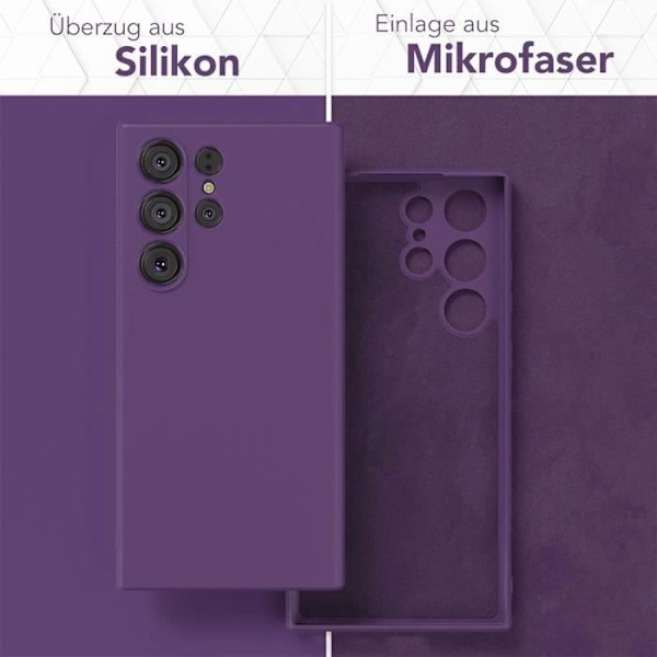 Fodral + 2 härdade glasögon för Samsung Galaxy S24 Ultra - Fint Matt TPU skyddsfodral mörklila