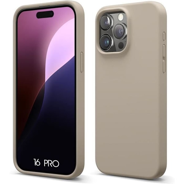 Cover til iPhone 16 Pro - Slank stødsikker mat flydende silikonebeskyttelse - Beige