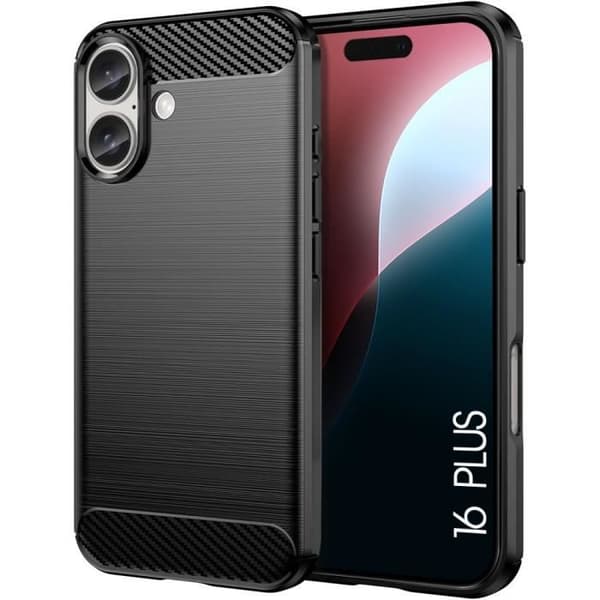 Skyddsskal - BOOLING - för iPhone 16 Plus - Stöttålig - Elegant - Kolfiber Effekt Svart