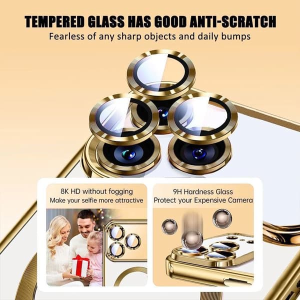 Skydds skal - BOOLING - för iPhone 17 Pro - med glittrande magnetiskt ring - Guld gyllene