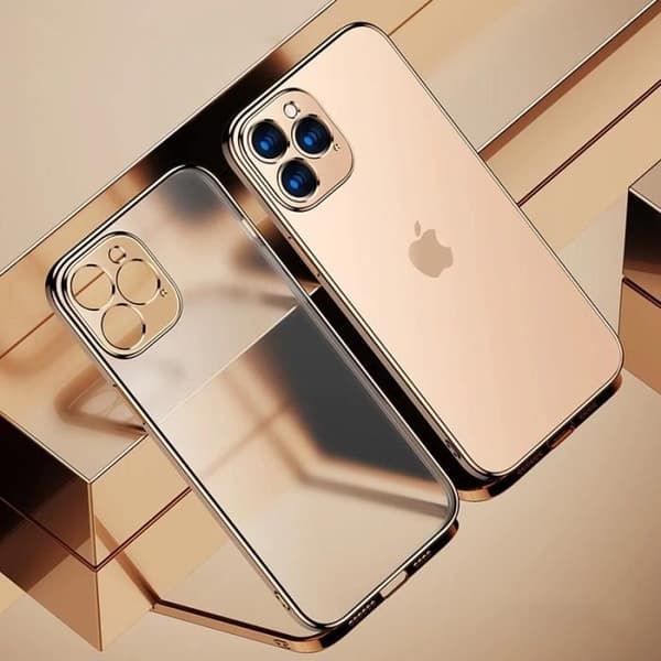 Fodral - Chockresistent - för iPhone 13 - Mjuk - Transparent - Gyllenram Transparent, guld