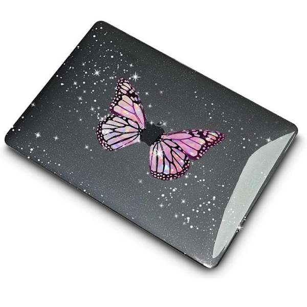 Skyddsfodral för MacBook Pro 14 Tum M4 M3 M2 M1 Pro/Max 2024 2023 2021, Hård Glitterdesign med Fjärilsmotiv Lila