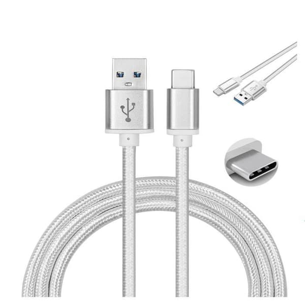 USB-C-kabel - Samsung - Galaxy A32 5G/4G - Nylon Silver - 1 Meter - Robust Pengar