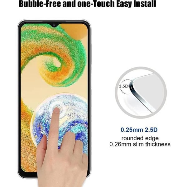 Sæt med 2 hærdet glas til Samsung A04s High Definition skærmbeskytter