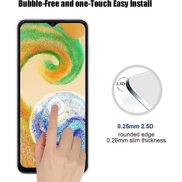 Set med 2 härdat glas för Samsung A04s högupplösta skärmskydd Transparent