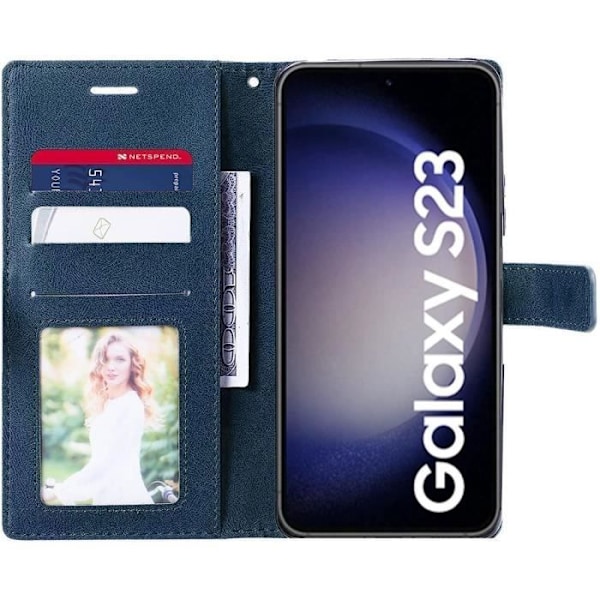Halvstyvt skyddsfodral till Samsung Galaxy S23 - BOOLING - Marinblå - Stativfunktion marinblå