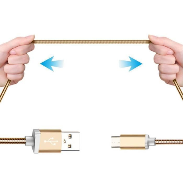Mobiltelefonkabel - Guldmetall - Paket med 2 - 1M - Kompatibel med Android - Micro USB - Snabbladdning