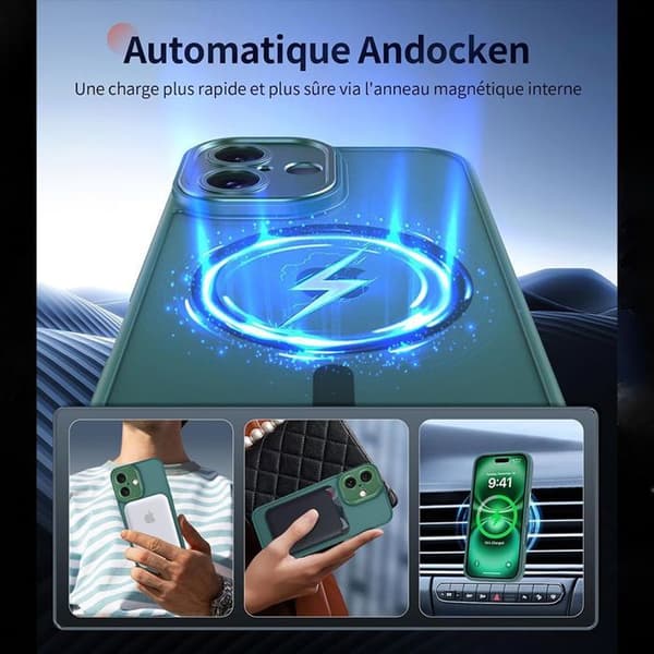 Skyddsskåp - BOOLING - för iPhone 17 Pro Max - Nattgrön - Stötresistent - Med magnetring Nattgrönt