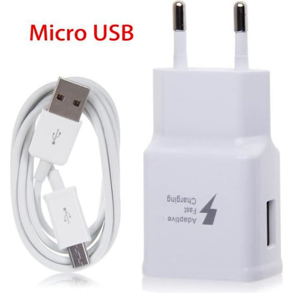 Samsung Galaxy S6 snabbladdare 1,2 m kabel för mikro-USB-smarttelefoner, 5V, 2A, vit