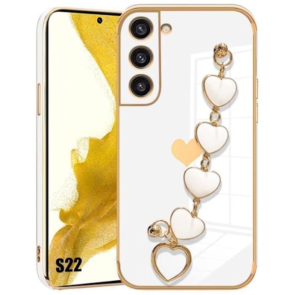 Skyddsfodral - BOOLING - Samsung Galaxy S22 - Vit Silikon - Hjärtmotiv - Mjuk Vit